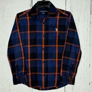 Men's Blue and Orangekids Plaid Shirt
